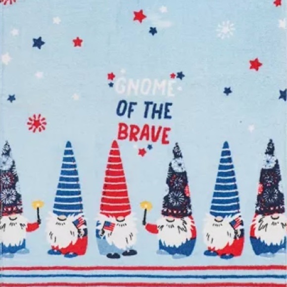 Set of 2 Gnome of the Brave Patriotic Kitchen Towels USA Red White Blue Flags - Picture 6 of 6